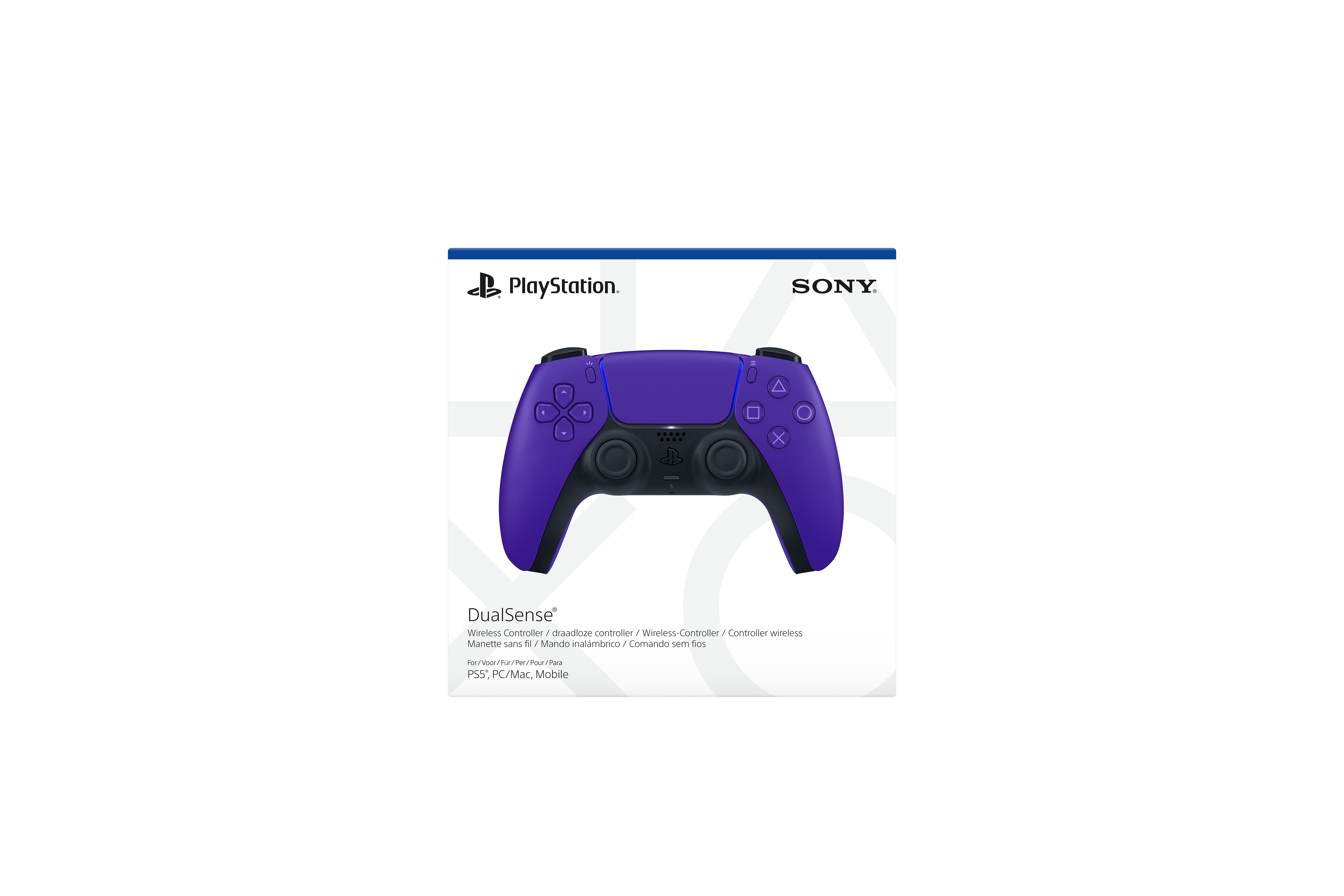 Ein lila DualSense-Controller für PlayStation 5. Der Controller ist auf weißem Hintergrund zentriert.