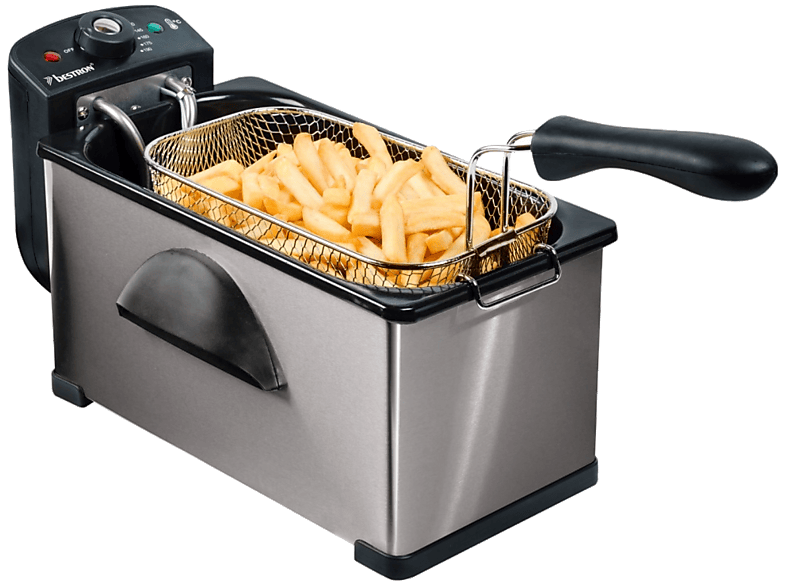 Bestron AF370SS Fritteuse mit Kaltzonen-Technik (1 kg, 2000 Watt, Edelstahl)