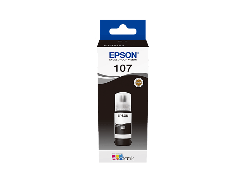 Cartucho de tinta - Epson 107 EcoTank, Compatible con EcoTank ET-18100, Imprime hasta 2100 fotos, Negro