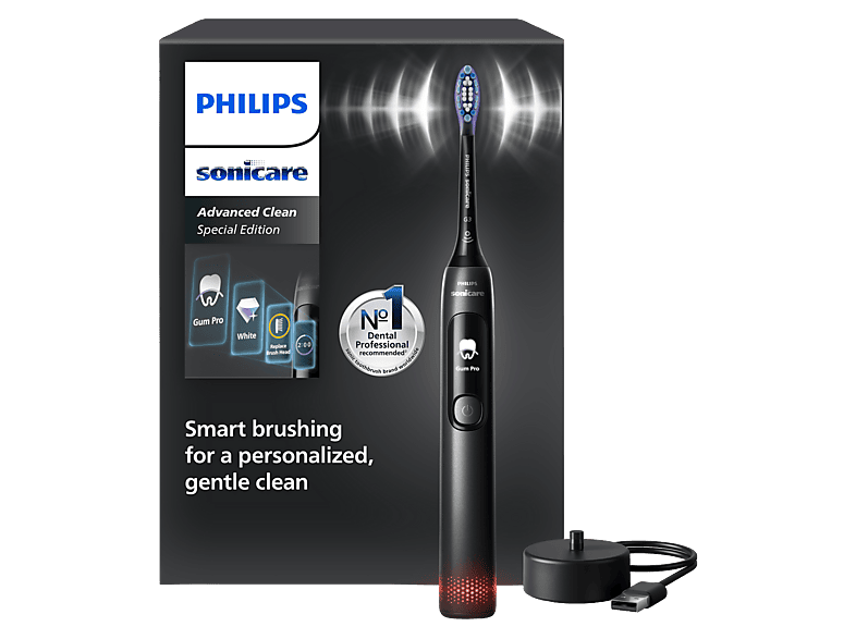 Cepillo eléctrico - Philips Sonicare HX3792/11 Serie 4100 Special Edition, Autonomía 14 días, Tecnología sónica, Sensor de presión, Negro