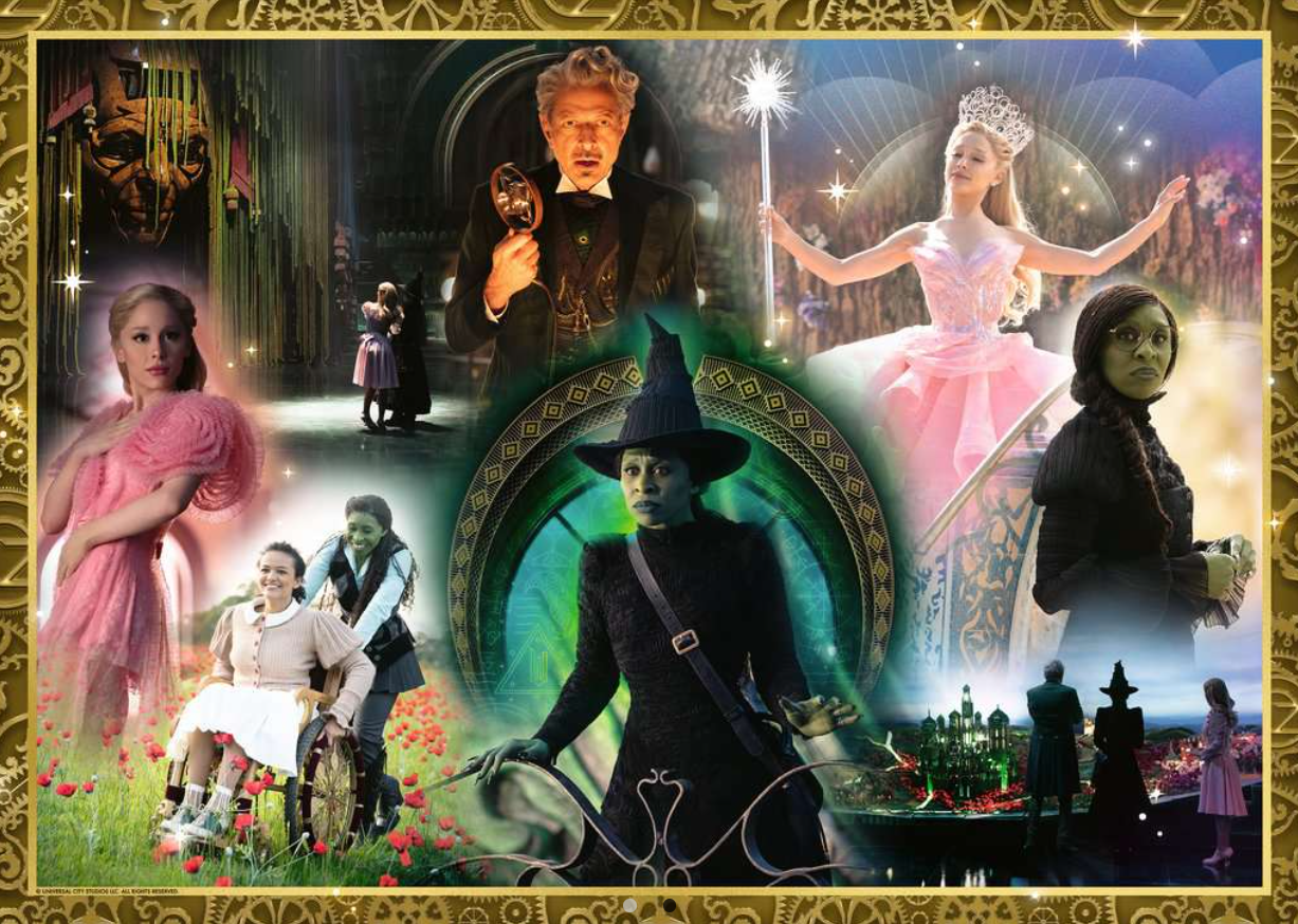 Zusammengesetztes Bild von Filmfiguren. Enthält eine Hexe, einen Zauberer, eine Prinzessin und andere Personen in einer Fantasiewelt.
