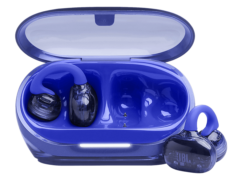 JBL Soundgear Clips Konstrukcja klipsa Przewodnictwo powietrzne Bluetooth 5.4 Funkcje AI Niebieski