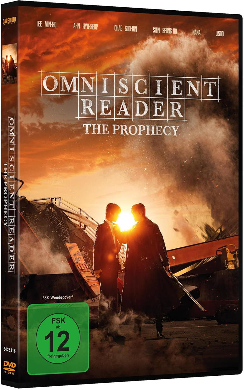 DVD-Cover. Zwei Männer vor feurigem Hintergrund. Titel: Omniscient Reader. FSK-12-Bewertung.