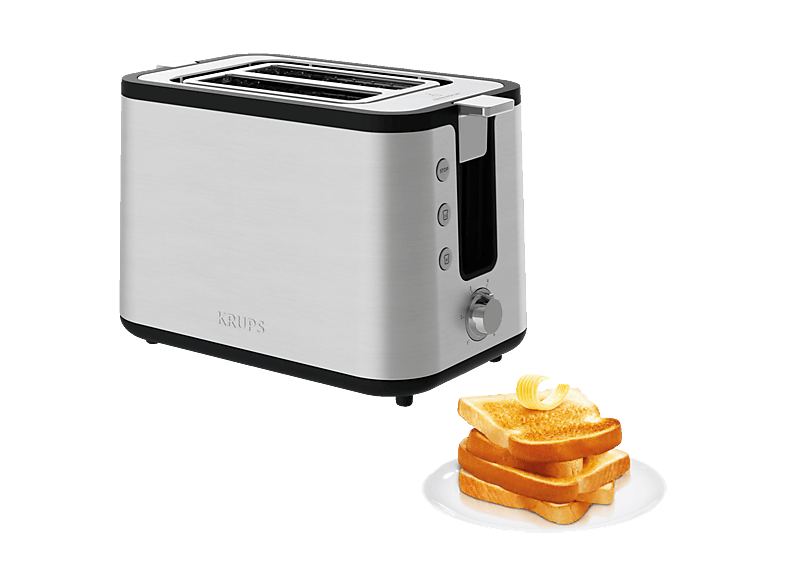 KRUPS KH442 Premium Control Line Toaster Edelstahl/Schwarz (850 Watt, Schlitze: 2)