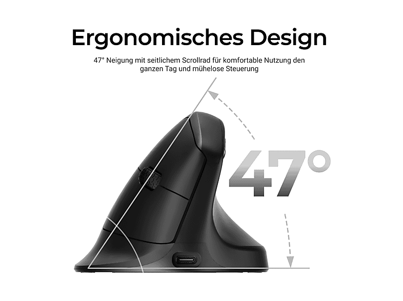 Thumbnail - KEYCHRON Keychron M5 8K - Kabellose, Vertikale Ergo Maus, Schwarz