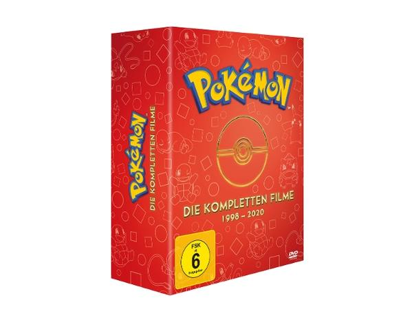 Eine rote Pokemon-DVD-Box-Set. Es hat das Pokemon-Logo, einen Pokeball und Text auf Deutsch. Es hat eine 'FSK 6' Bewertung.