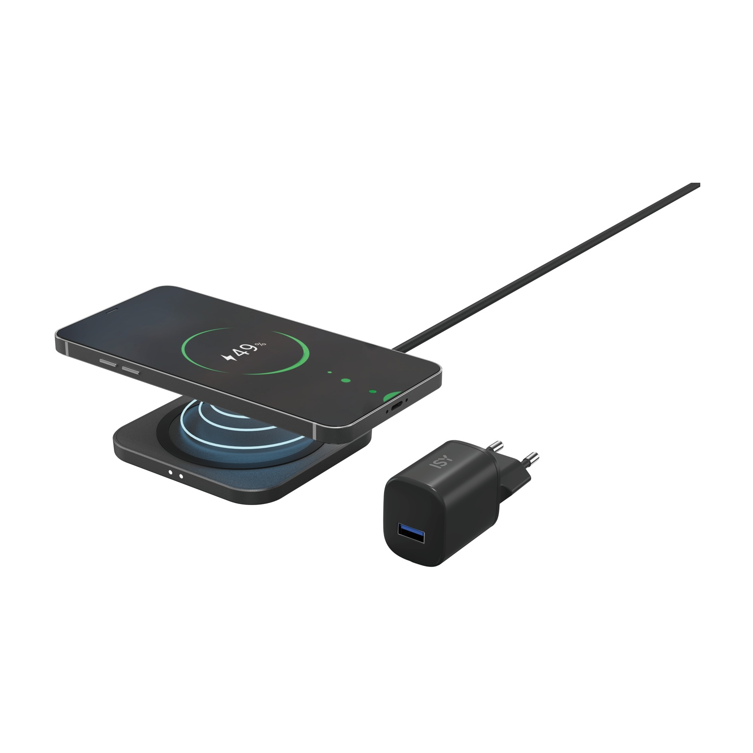 Caricatore Wireless ISY Iwq-2015-1 da 15W, Nero