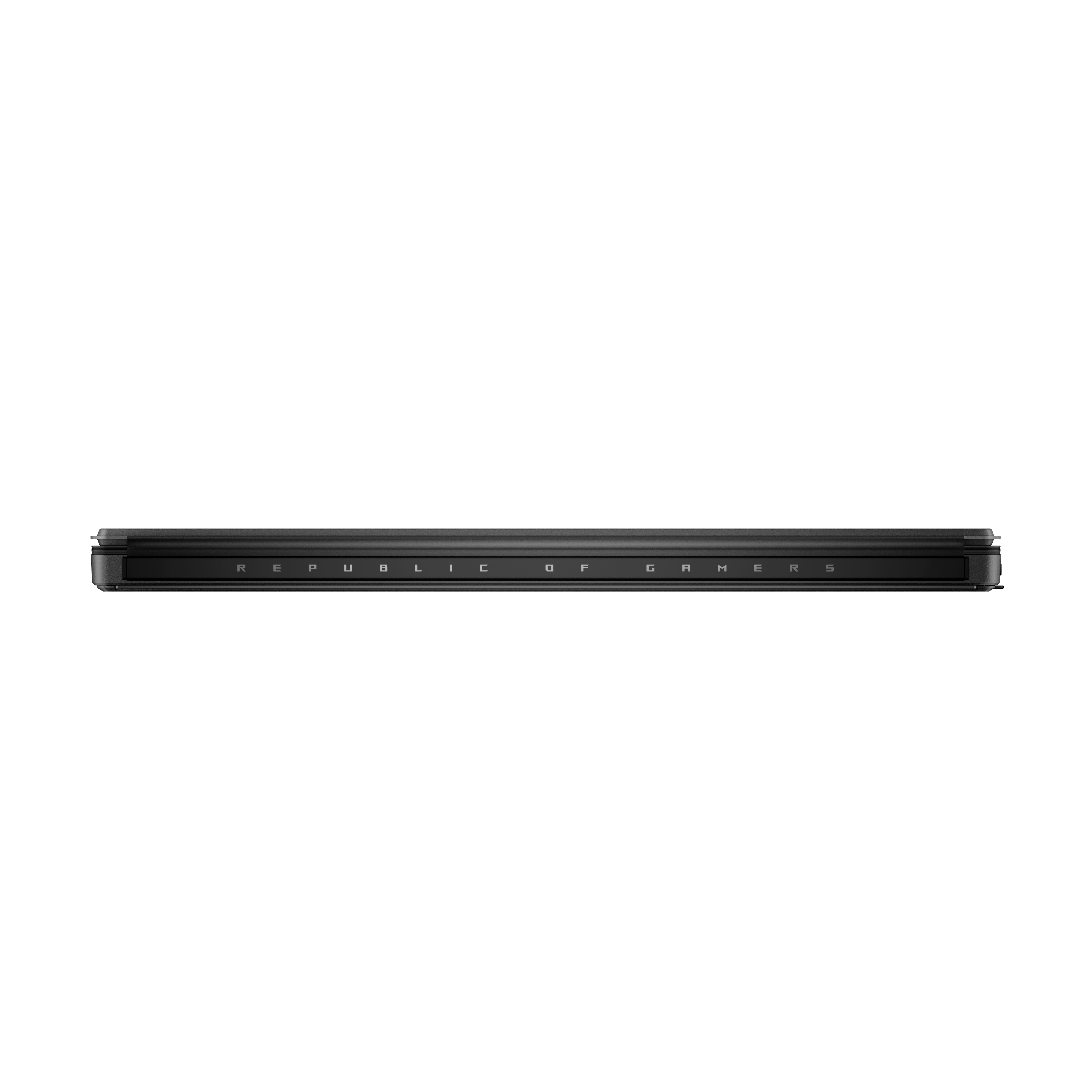 The top edge of a black laptop, with the words 'REPUBLIC OF GAMERS' visible.