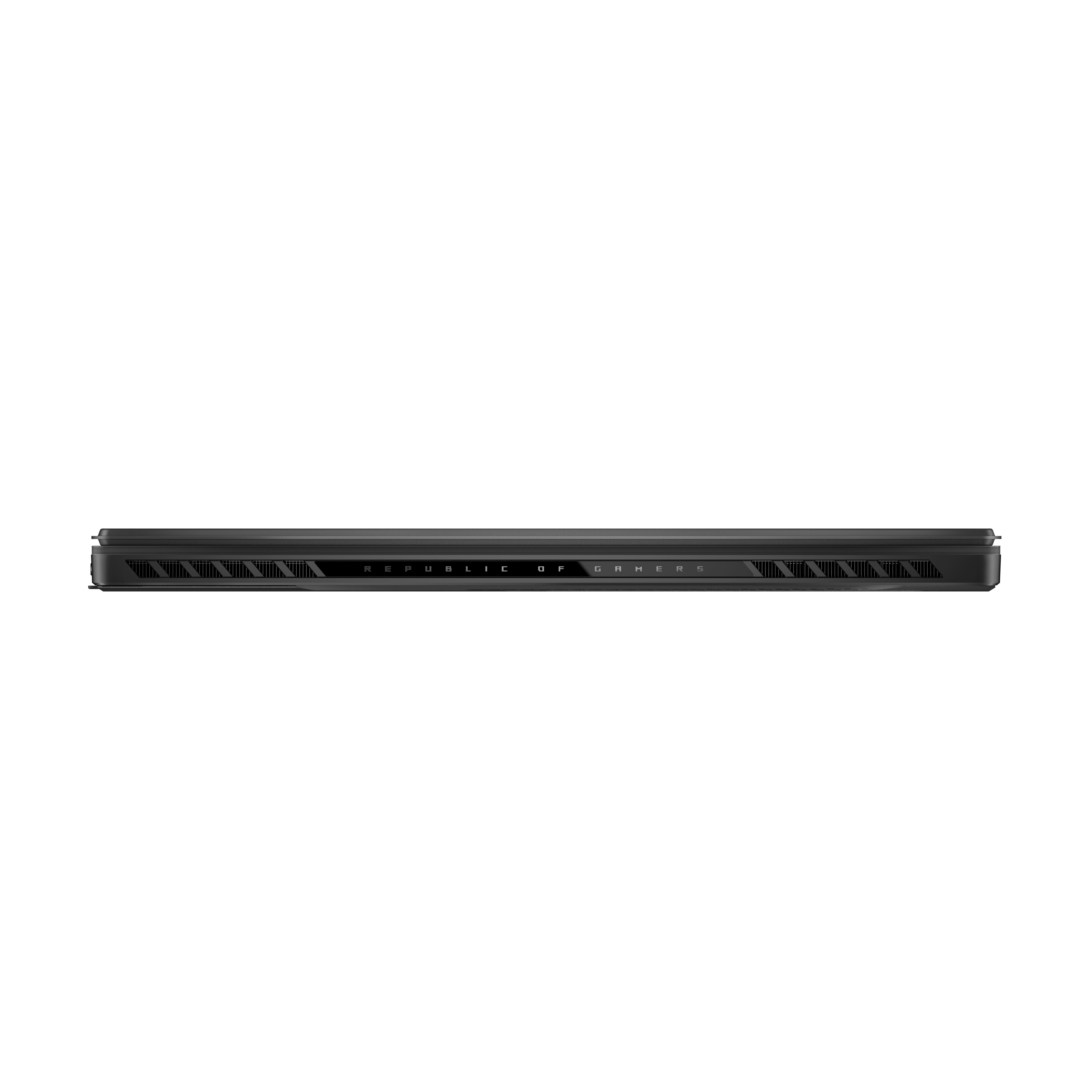 The image shows the bottom edge of a black laptop, with the words 'REPUBLIC OF GAMERS' visible.