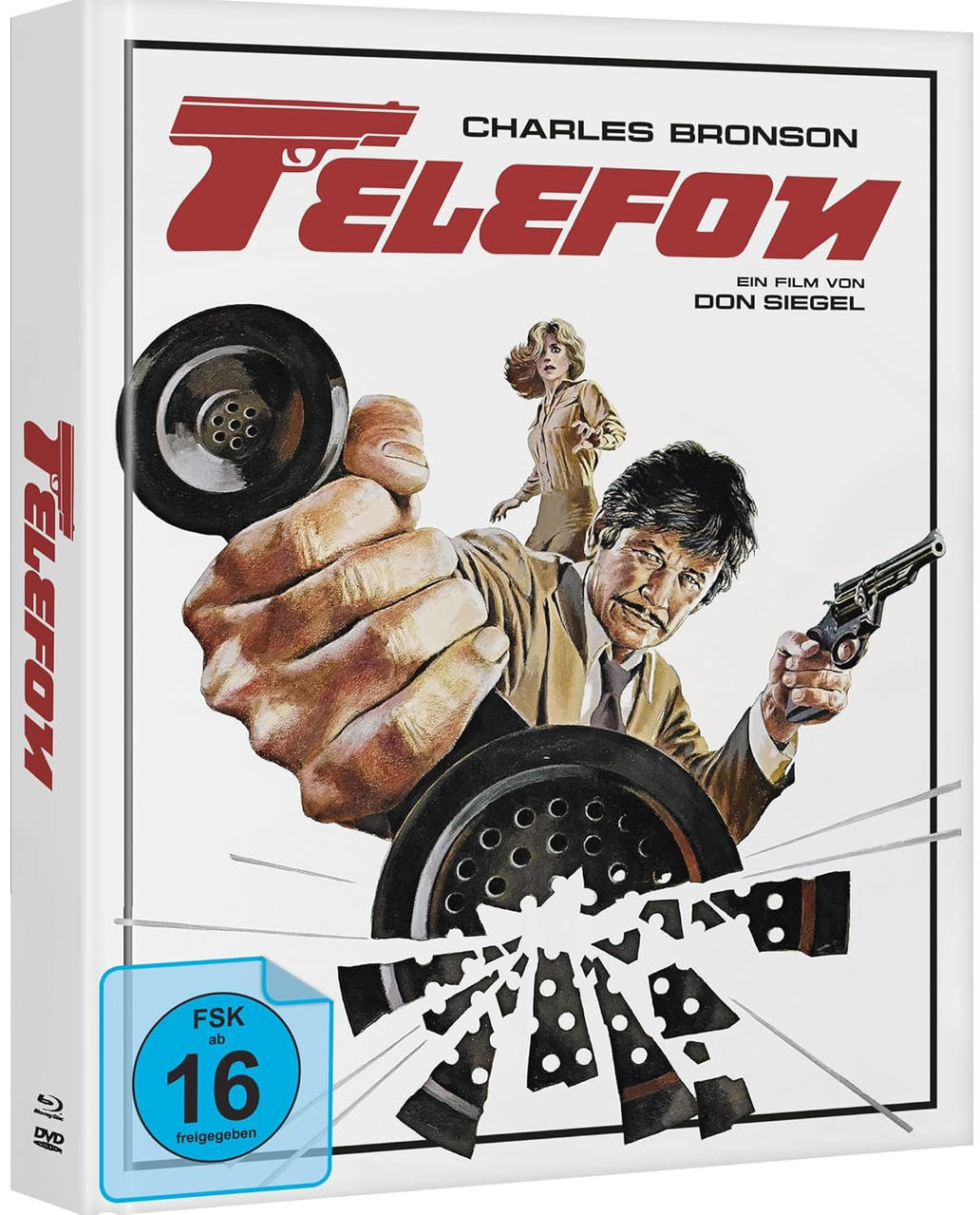 Filmposter für Telefon. Charles Bronson hält eine Waffe. Eine Frau und ein Telefonhörer sind ebenfalls vorhanden.