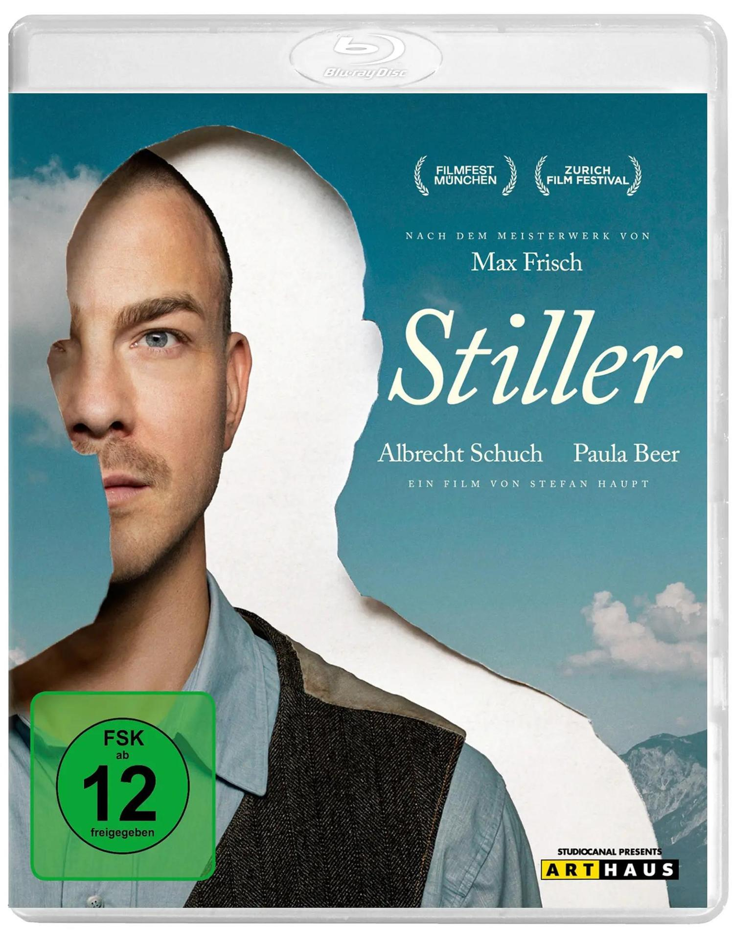 Blu-ray-Cover für den Film Stiller. Ein Gesicht ist teilweise sichtbar. Text beinhaltet Filmtitel, Schauspieler und Filmfestivallogos.