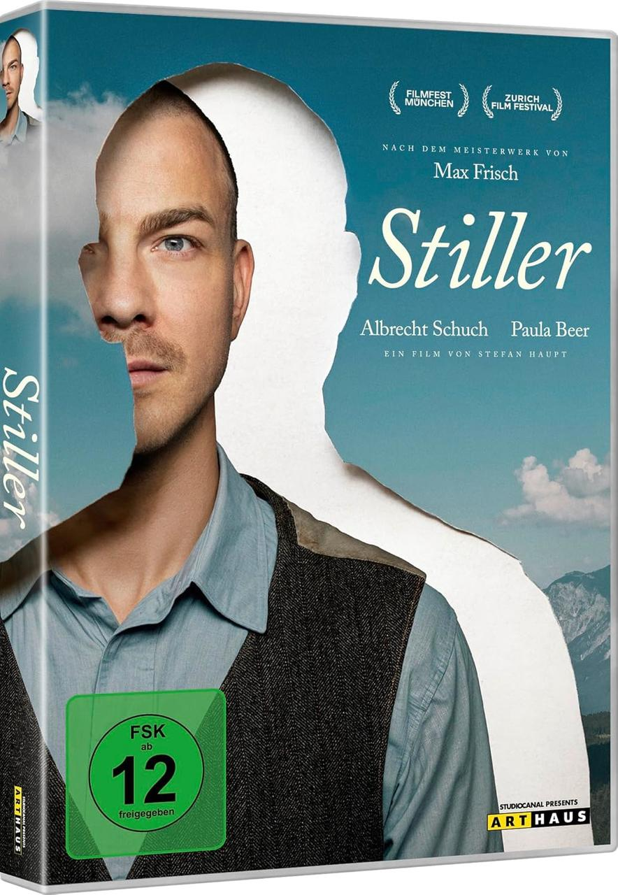 DVD-Cover für den Film Stiller. Das Gesicht eines Mannes ist teilweise verdeckt. Titel und Credits sind sichtbar.