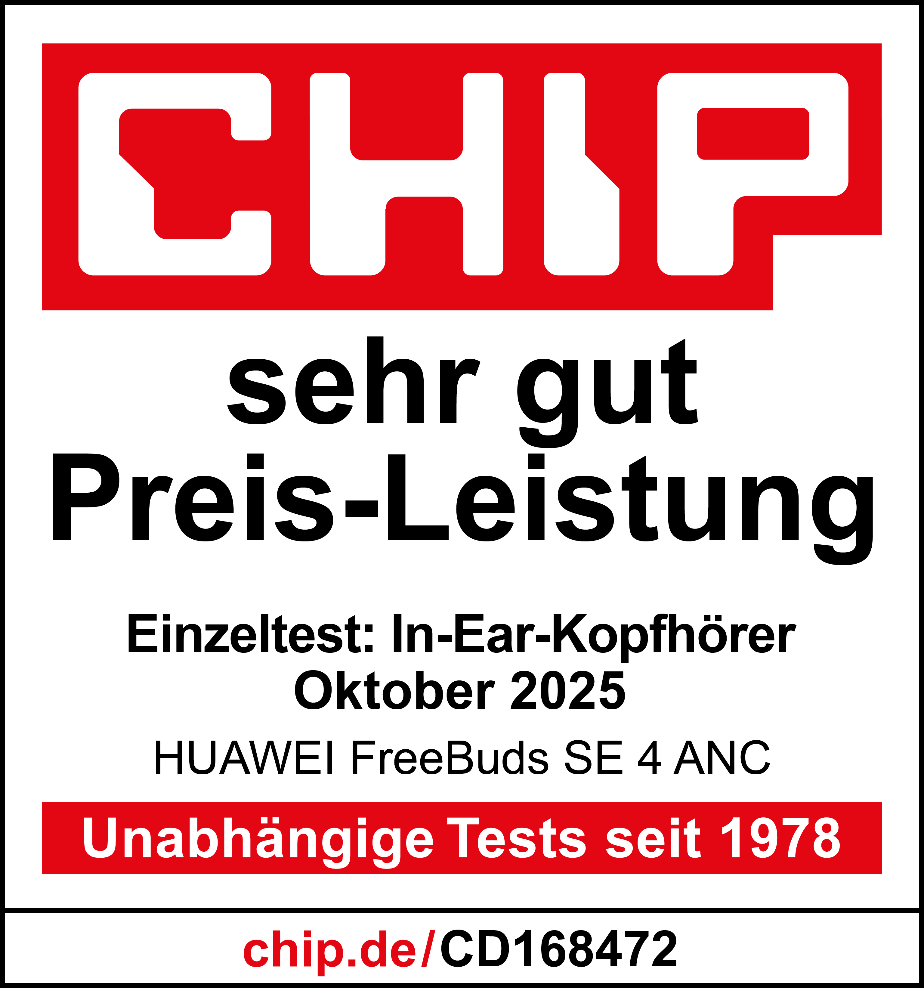 Das Bild ist eine Bewertung des Chip-Magazins. Es heißt 'sehr gut Preis-Leistung' und weitere Details.