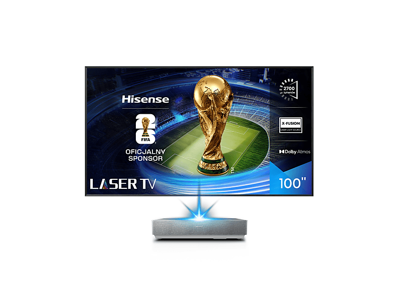 Hisense Laser TV - 100L5N - 4K UHD, Laser, Ekran ALR 100" w zestawie, Wi-Fi, BT, AirPlay, VIDAA OS