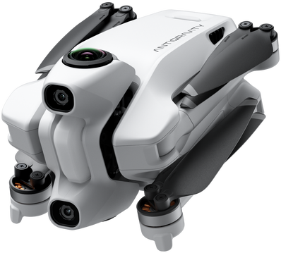 Un drone bianco con eliche nere. Ha più telecamere e la parola ANTIGRAVITY è scritta sopra.