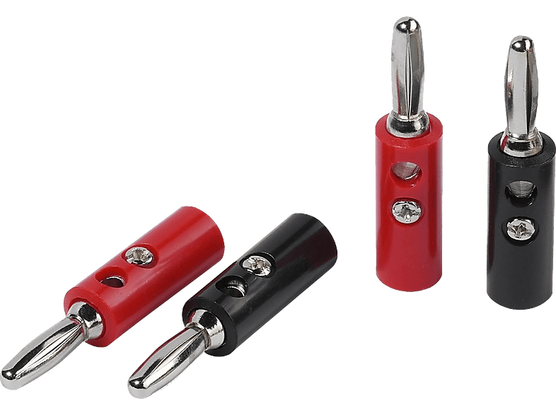 Vivanco 03252 Bananenstecker, 4 Stück, Rot/Schwarz