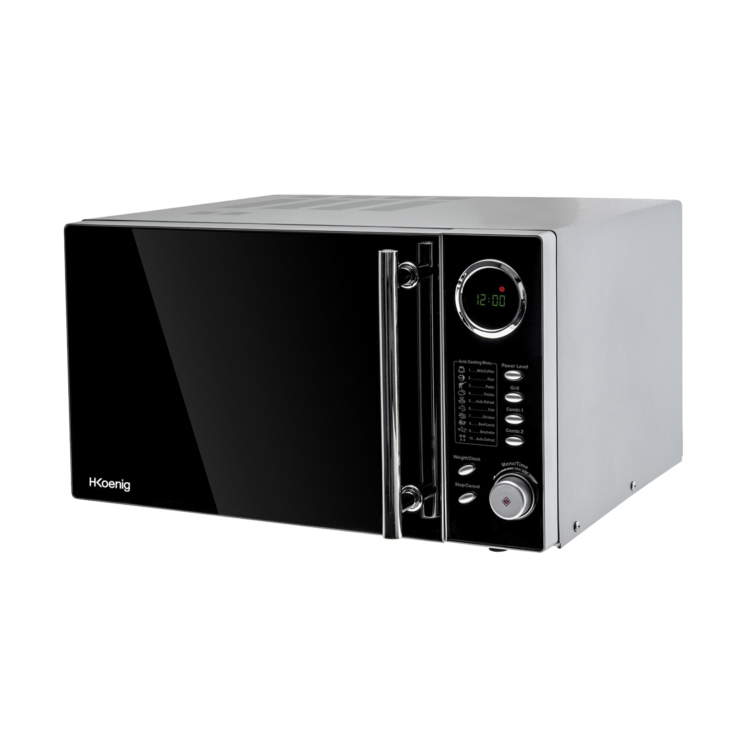 H.Koenig Vio9 Microonde, potenza microonde 900 W, capacità 25 l, 10 livelli di potenza, funzione grill 1000 Nero e argento