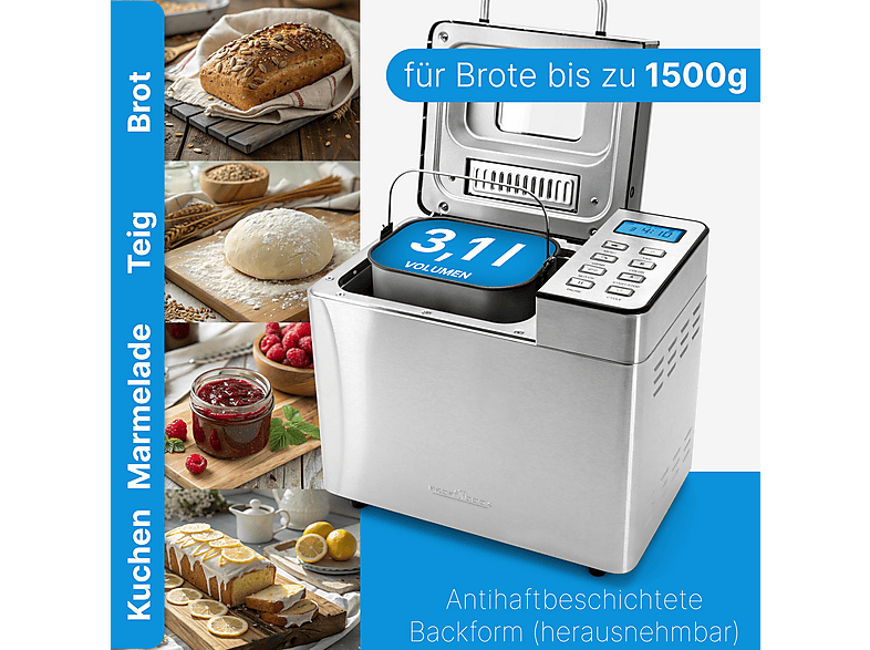 Profi Cook PC-BBA 1282 Brotbackautomat, Silber — Foto 4 von 5