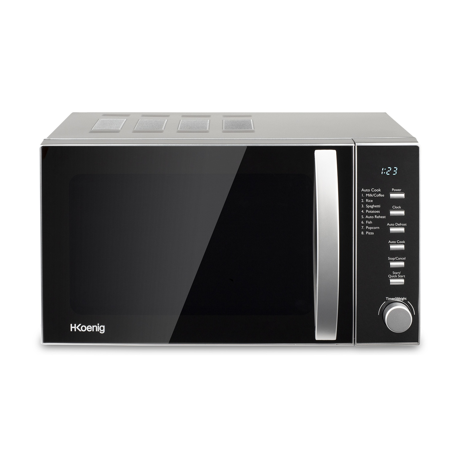 H.Koenig Vio2 Microonde, potenza microonde 700 W, capacità 20 l, 6 livelli di potenza, Nero e argento