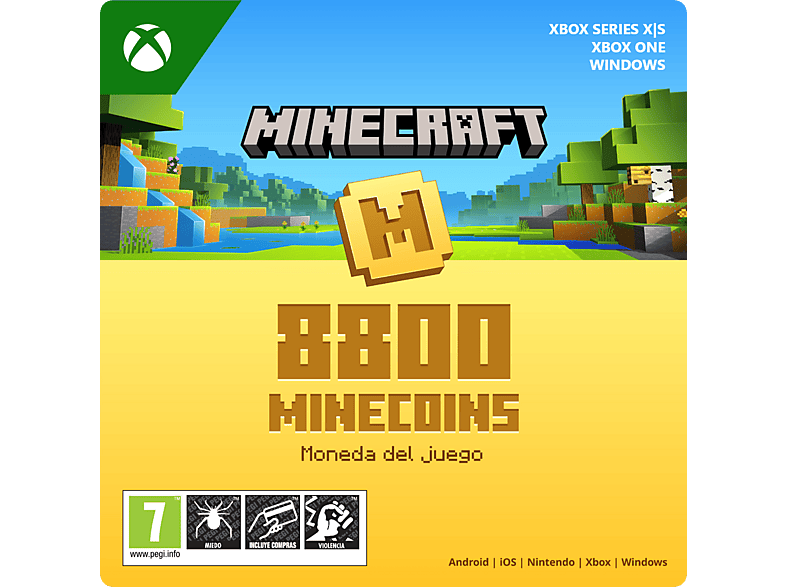 Xbox Series X S & One Windows Minecraft: 8800 Minecoins, Para Android, iOS, Nintendo, PC (Código de descarga) (*Juego base no incluido)