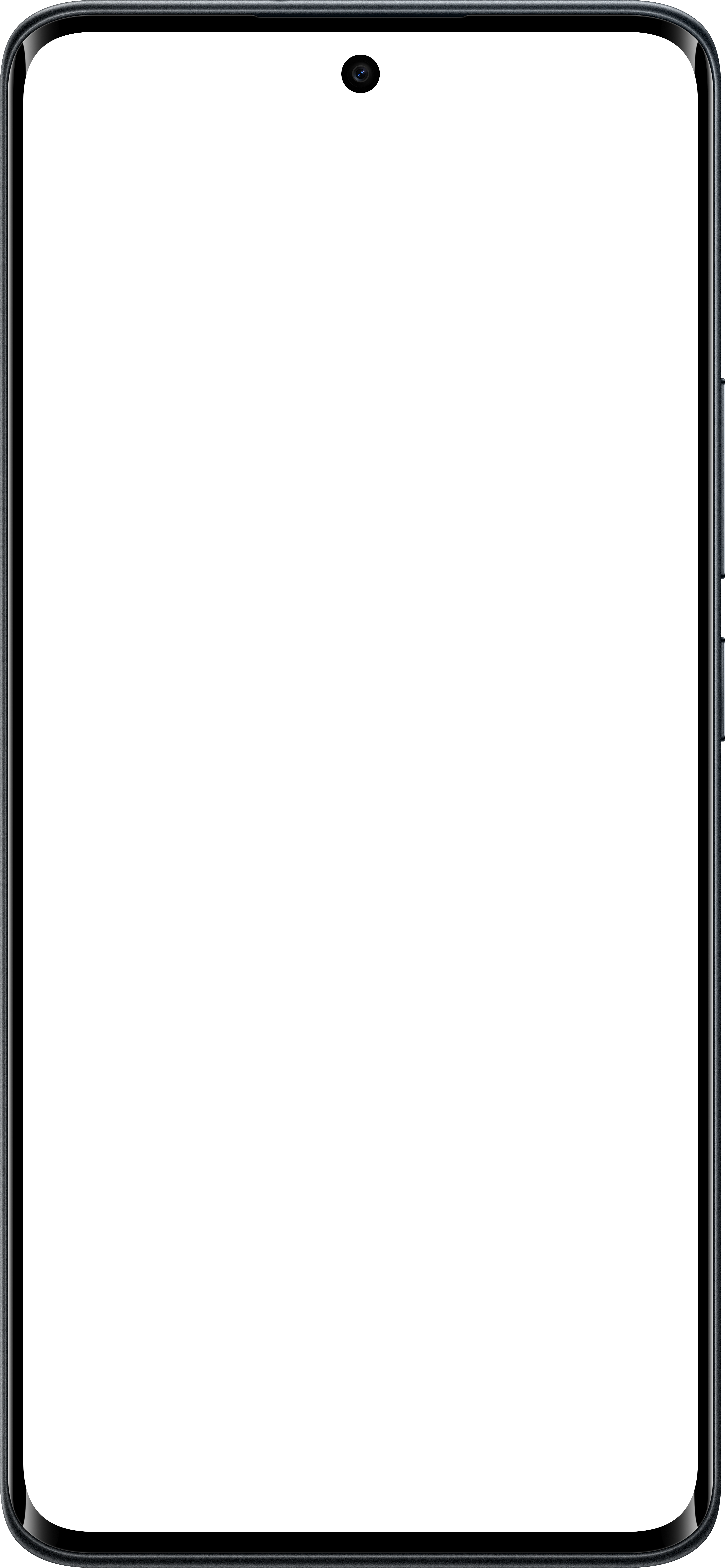 Ein schwarzes Smartphone mit gebogenem Bildschirm wird angezeigt. Der Bildschirm ist aus und zeigt Schwarz. Das Telefon hat eine Kamera.