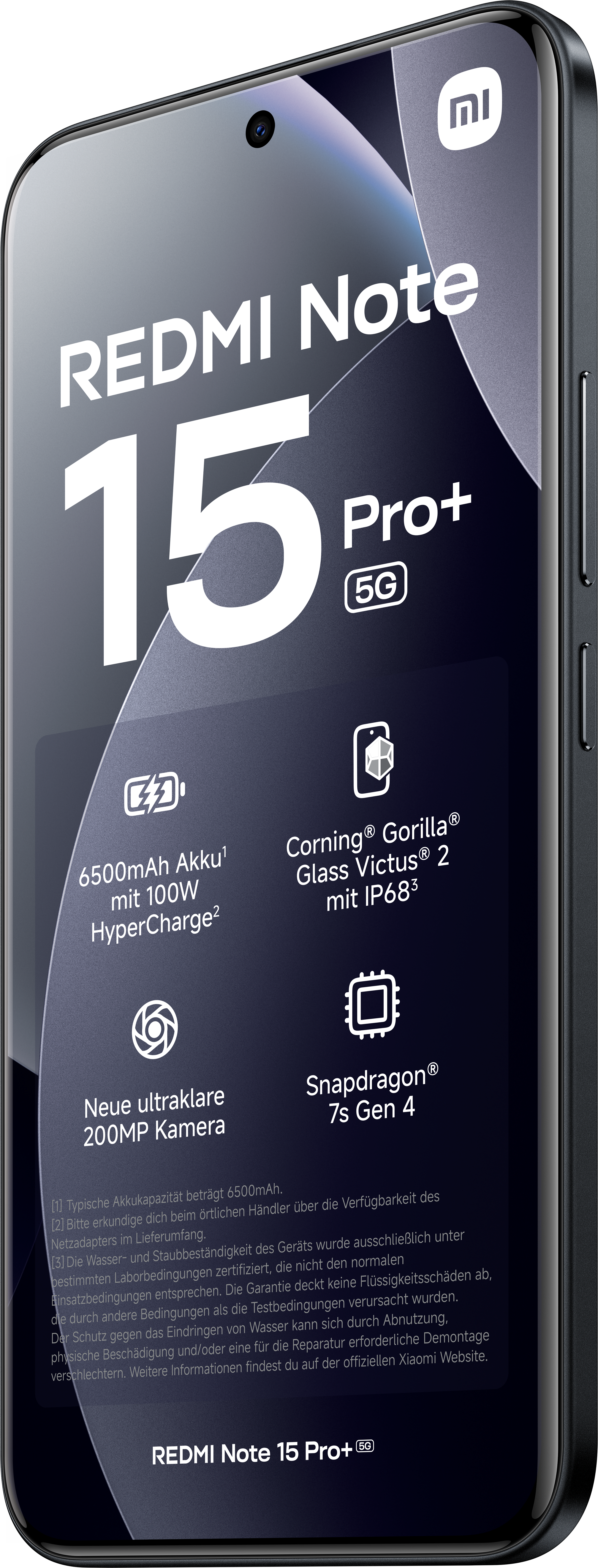 Redmi Note 15 Pro+ 5G-Handy, Merkmale: 200MP Kamera, 6500mAh Akku, Snapdragon 7s Gen 4 und Gorilla Glass.