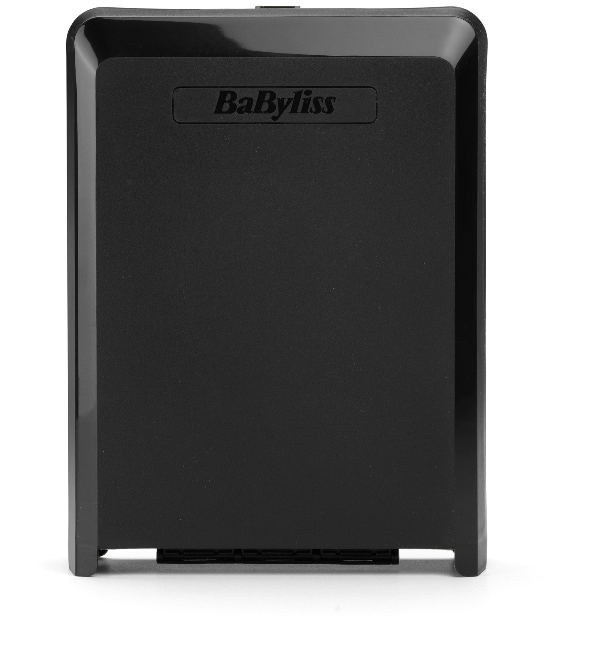 Egy fekete Babyliss készülék. Téglalap alakú, lekerekített sarkokkal. A Babyliss logója középen található.