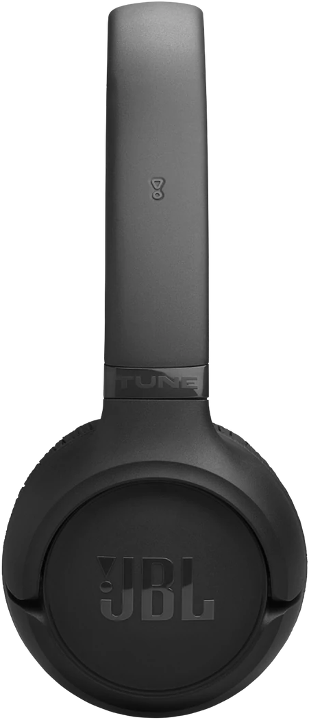 Fekete JBL Tune fejhallgató. A dizájn tartalmazza a JBL logót és a "TUNE" szót. A háttér fekete.