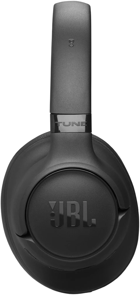 Fekete JBL fejhallgató, fekete háttéren. A "TUNE" szó látható. A "JBL" logó a fülkagylón található.
