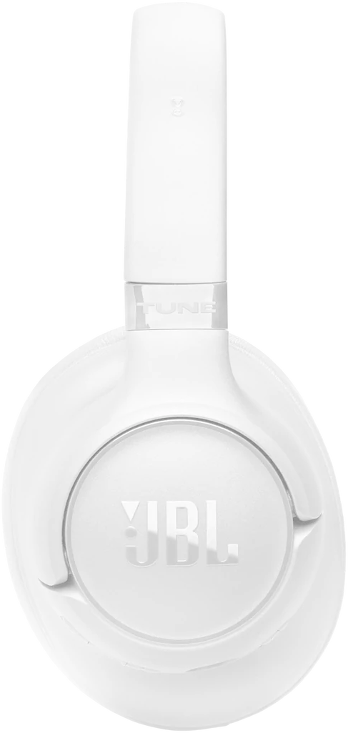 Fehér JBL fejhallgató. A fülkagylók és a fejpánt láthatók. A JBL logó a fülkagylón található.