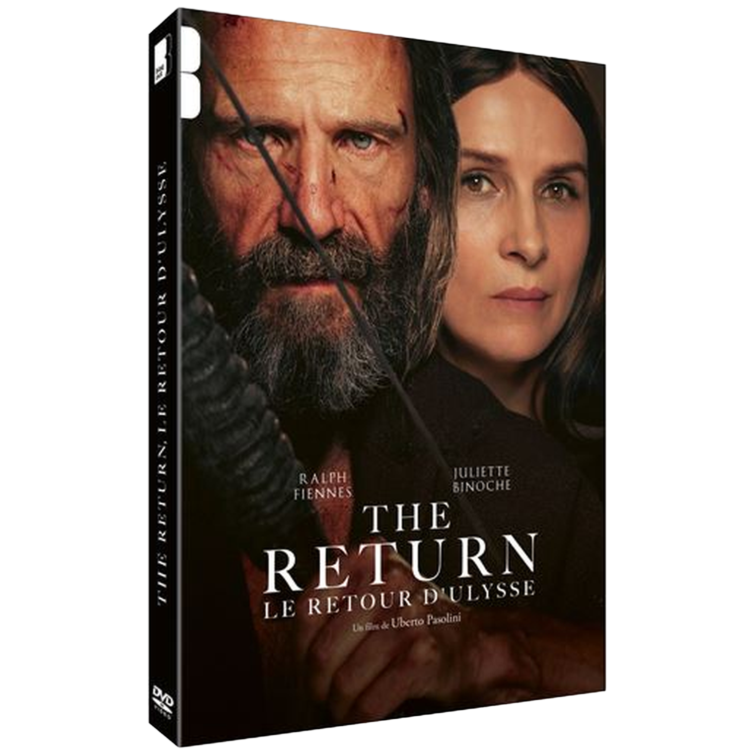 Couverture DVD. Visages de Ralph Fiennes et Juliette Binoche. Titre: The Return, Le Retour D'Ulysse. Fond noir.
