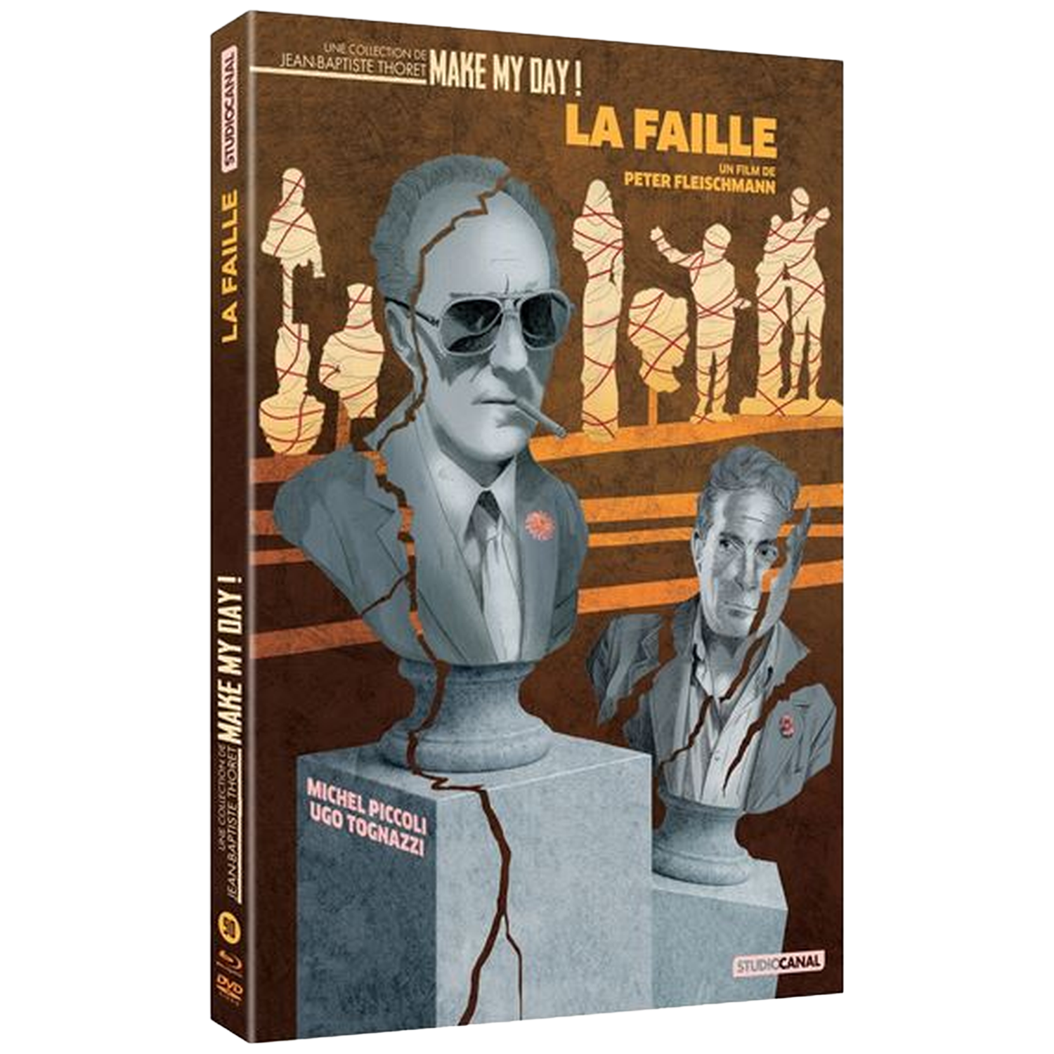 DVD-cover. Borstbeelden van mannen met scheuren. Tekst: "La Faille", "Make My Day!" en namen: Michel Piccoli, Ugo Tognazzi.