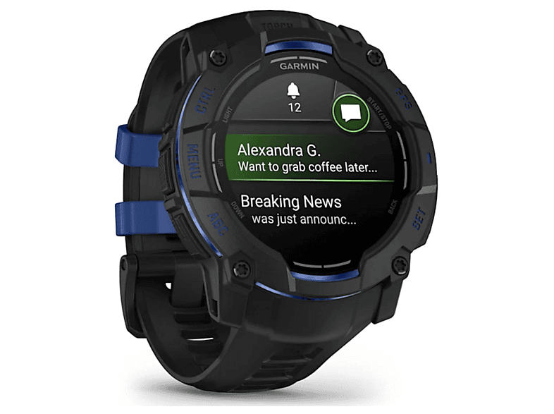 Smartwatch GARMIN Instinct 3 50mm Amoled Czarny + pasek czarno-niebieski – zdjęcie 2