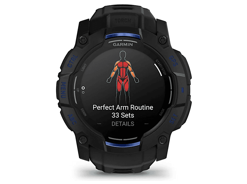 Smartwatch GARMIN Instinct 3 50mm Amoled Czarny + pasek czarno-niebieski – zdjęcie 3