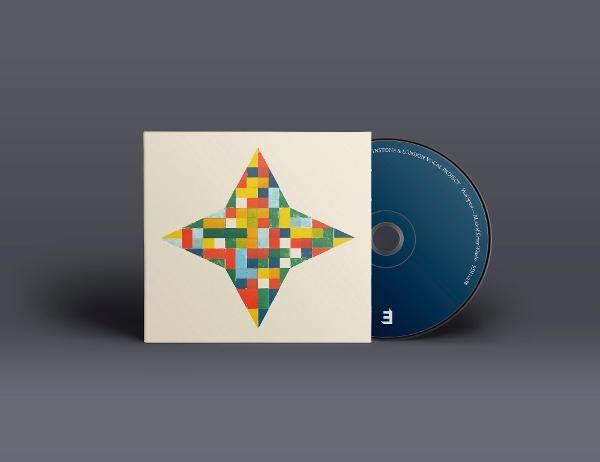 CD-Hülle und -Disc. Die Hülle hat ein sternförmiges Mosaikdesign. Die CD ist blau mit weißem Text und einem weißen 'E'-Logo.