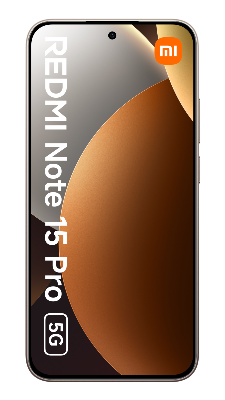 Smartfon z ekranem wyświetlającym wzór. Posiada logo Redmi Note 15 Pro 5G i logo Xiaomi.