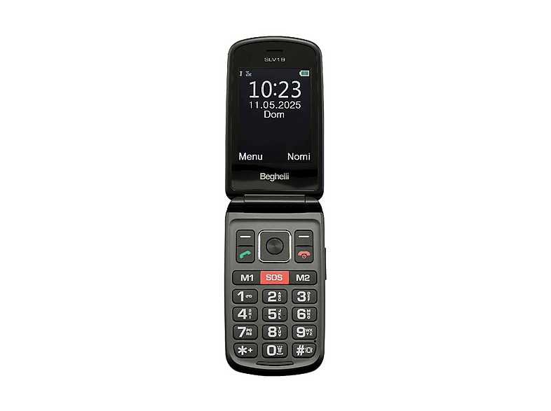 CELLULARE BEGHELLI Phone SLV19 ECODESIGN Nero, per anziani, tasti grandi, tasto di chiamata rapida soccorso, a conchiglia