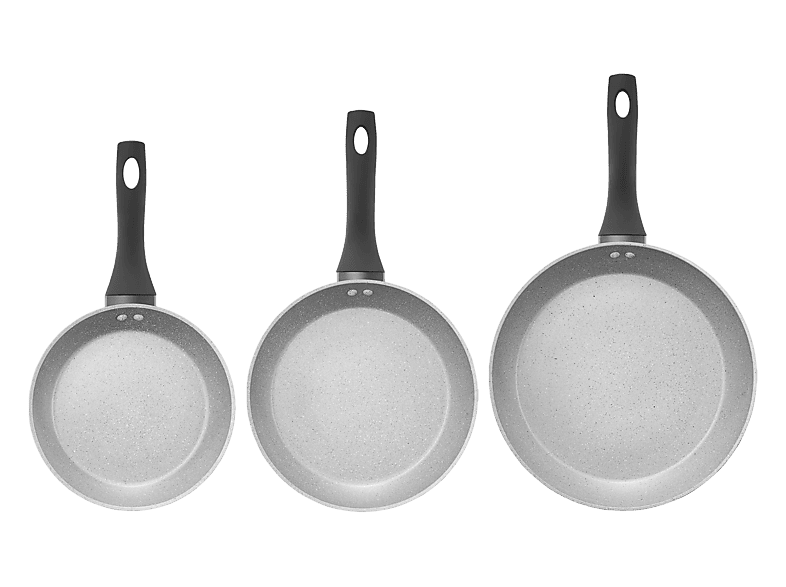 Zestaw patelni AMBITION Andre 20cm 24cm 28cm Czarno-szary
