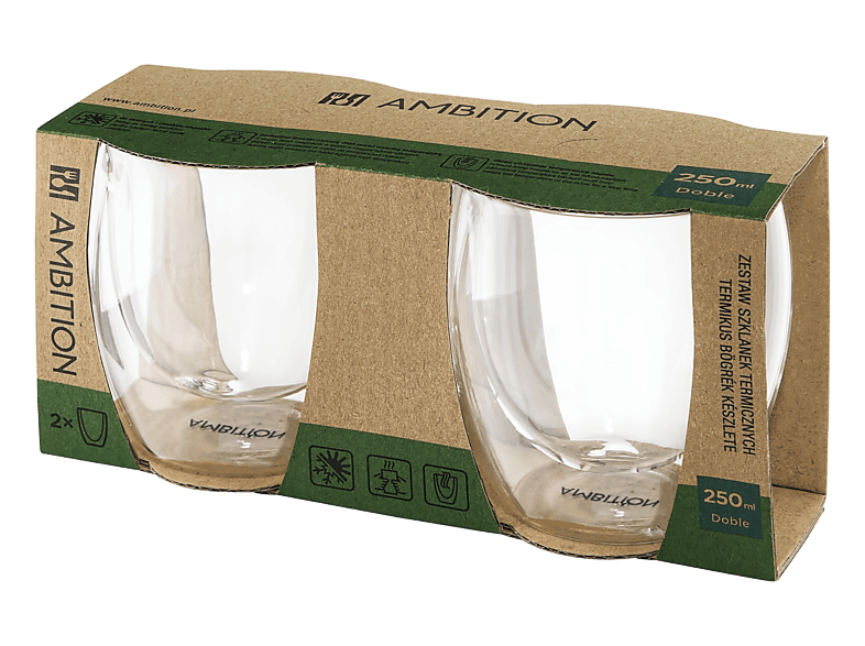 Szklanka AMBITION termicznych Doble 250ml 2szt. Przezroczysty