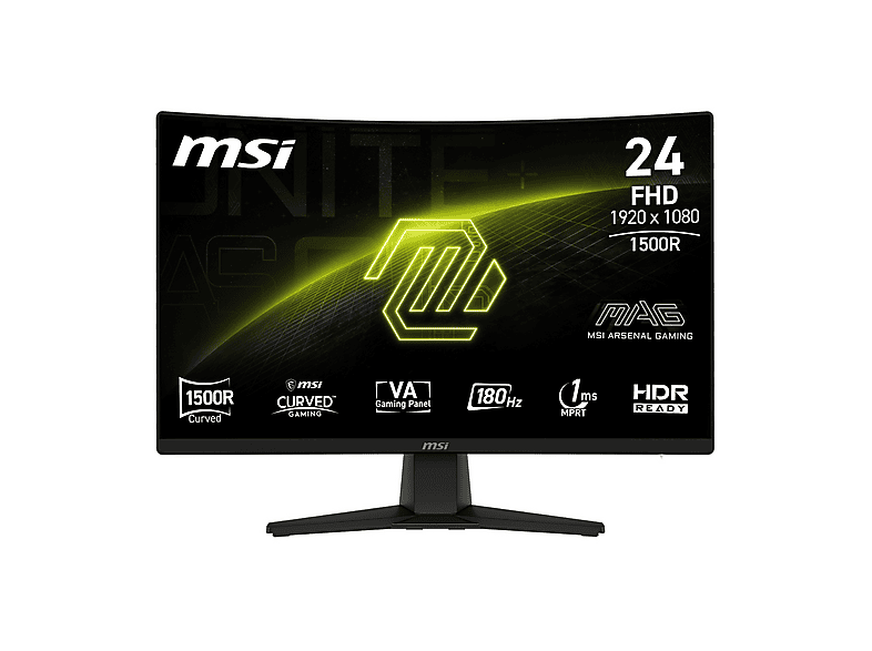Msi Mag 242C Monitor Gaming, 23,6 ", Full-Hd, 1920 X 1080 Pixel, Tempo Di Risposta 1 Ms, Refresh Rate 180 Hz