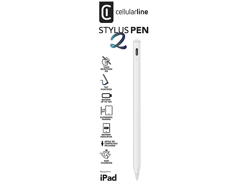 CELLULARLINE iPad Stylus Pen 2 Palm Rejection Eğime Duyarlı