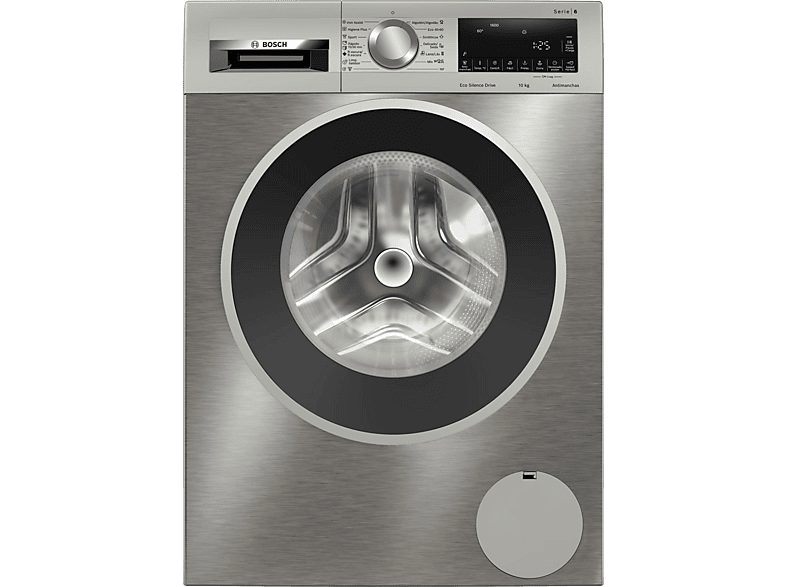 Bosch WGG256ZAES, Serie 6, 10 Kg, 1600 RPM, 12 programas, Iron Assist anti arrugas, Acero antihuellas
