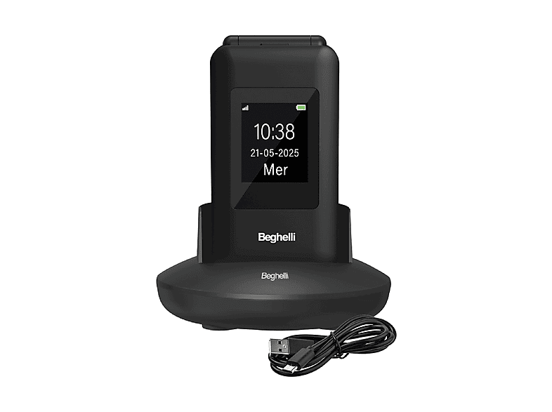 CELLULARE BEGHELLI SLV41 4G DS Nero, per anziani, tasti grandi, tasto di chiamata rapida soccorso, a conchiglia