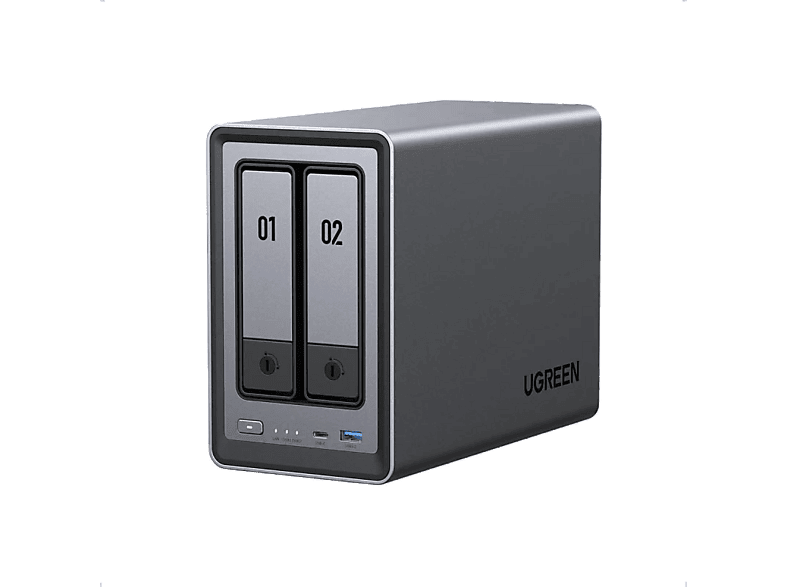 Servidor NAS - Ugreen DXP2800, HDD, Capacidad 64TB, Memoria 8GB, 2 bahías, Procesador Intel N100, Negro
