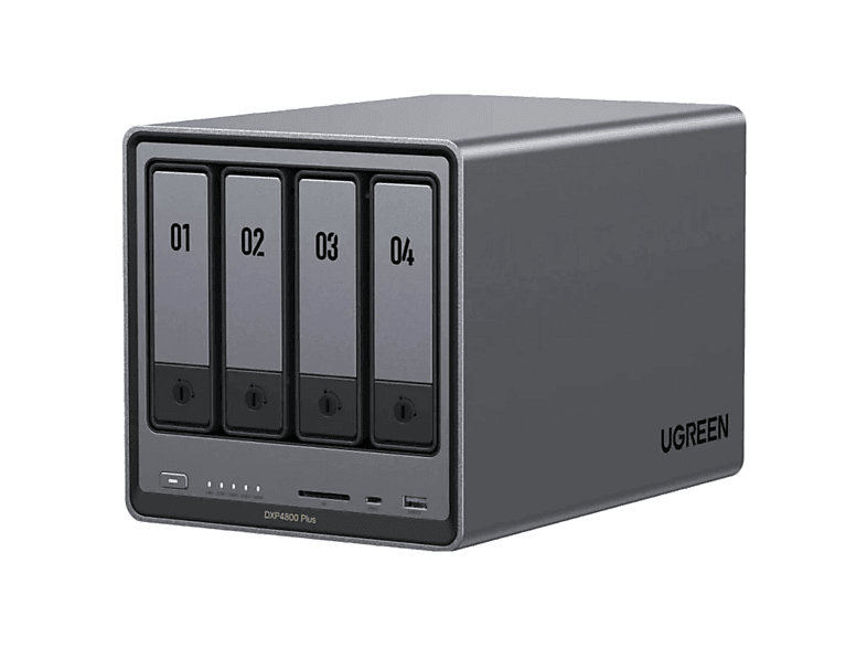 Servidor NAS - Ugreen DXP4800PLUS, SSD, Capacidad 112 TB, 8GB RAM, Intel Pentium Gold 8505, 4 Bahías, Gris