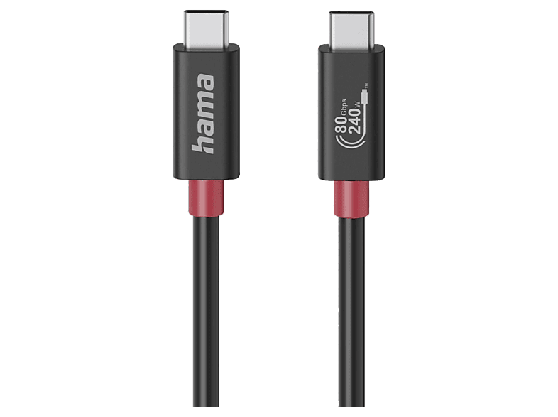 Cable USB-C - Hama 00200799, E-Marker, a USB-C, 1m, 240 W, Negro