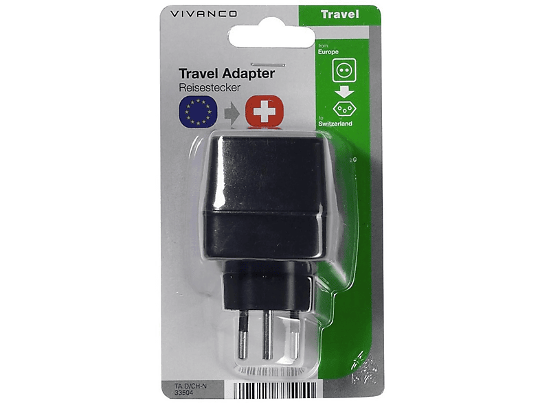 Vivanco 08554 Reisestecker Schweiz, Schuko Buchse - CH Stecker — Foto 2 von 2