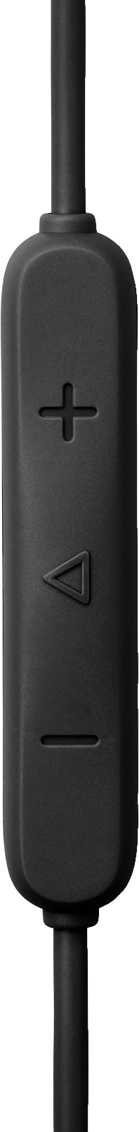 Télécommande en ligne noire. Elle comporte un symbole plus, un triangle et un moins.