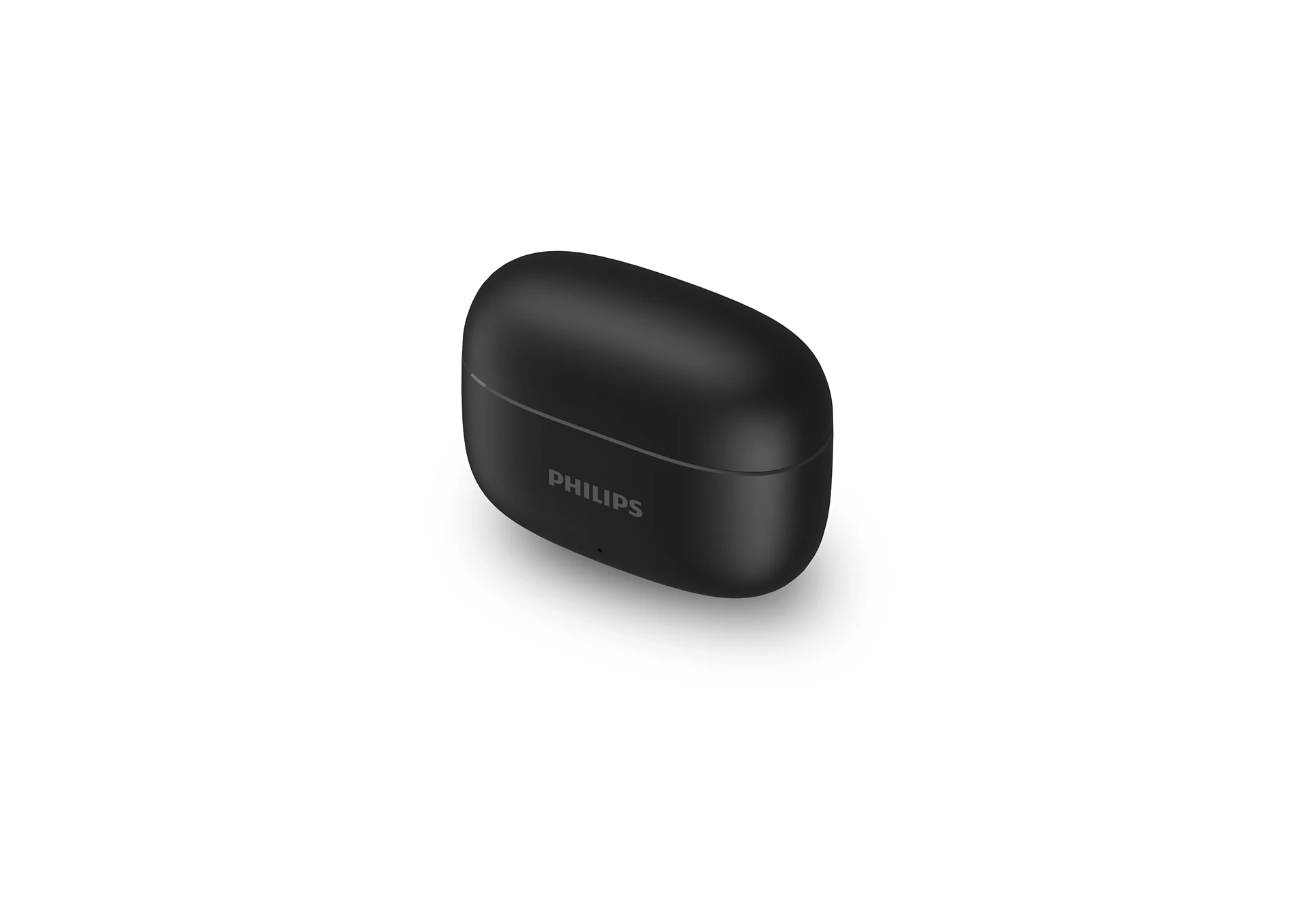 Beyaz zemin üzerinde siyah bir Philips kulaklık kutusu. Kutu oval ve Philips logosuna sahip.
