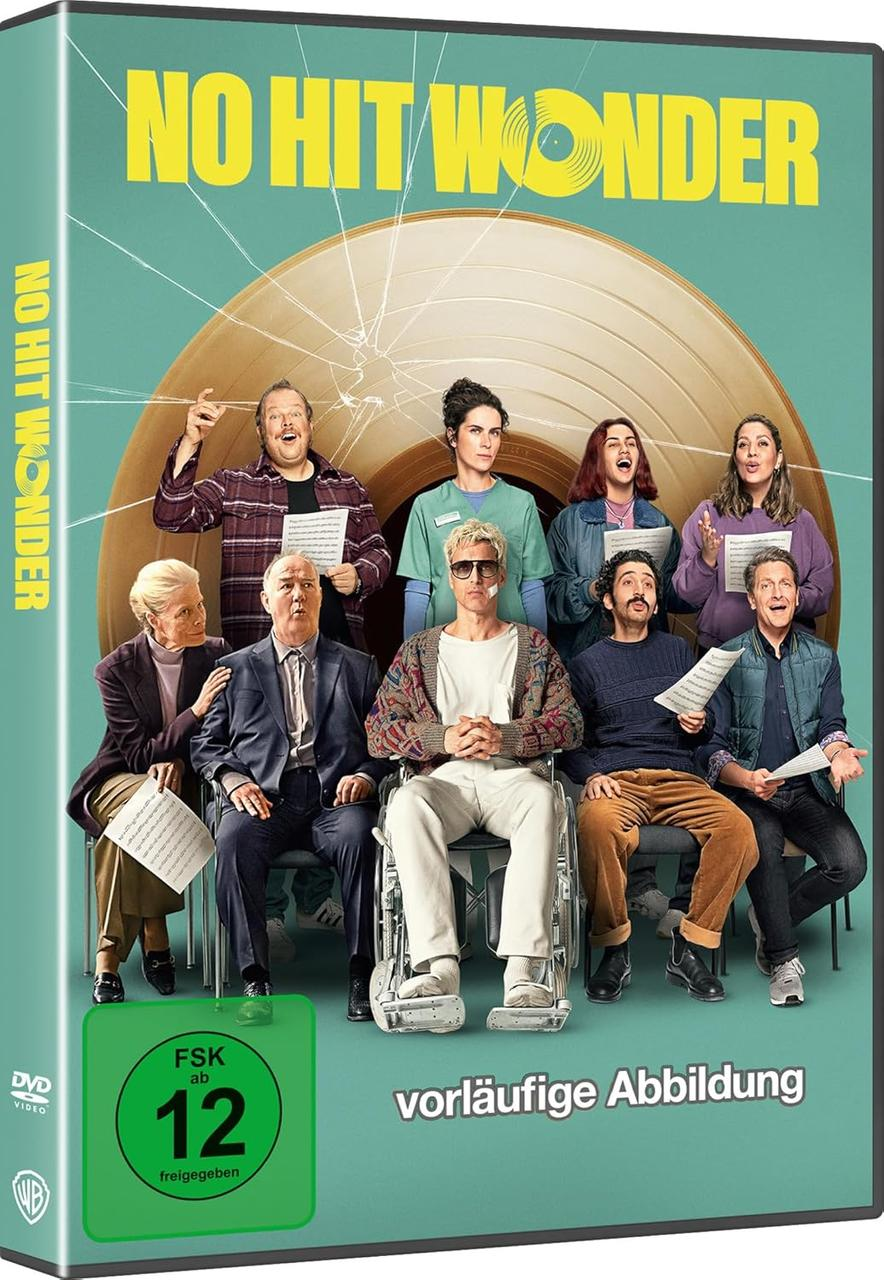DVD-Cover für 'No Hit Wonder'. Neun Personen stehen vor einer Schallplatte. Der Titeltext ist gelb. Ein grüner Kreis mit der Zahl 12 ist unten.